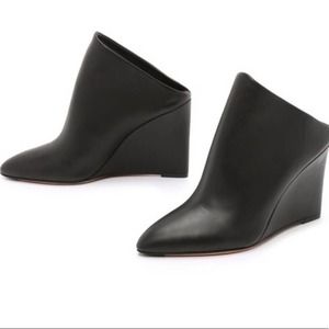 Vince Black Leather Vail Mule Wedge Size US 8M Pointed Toe